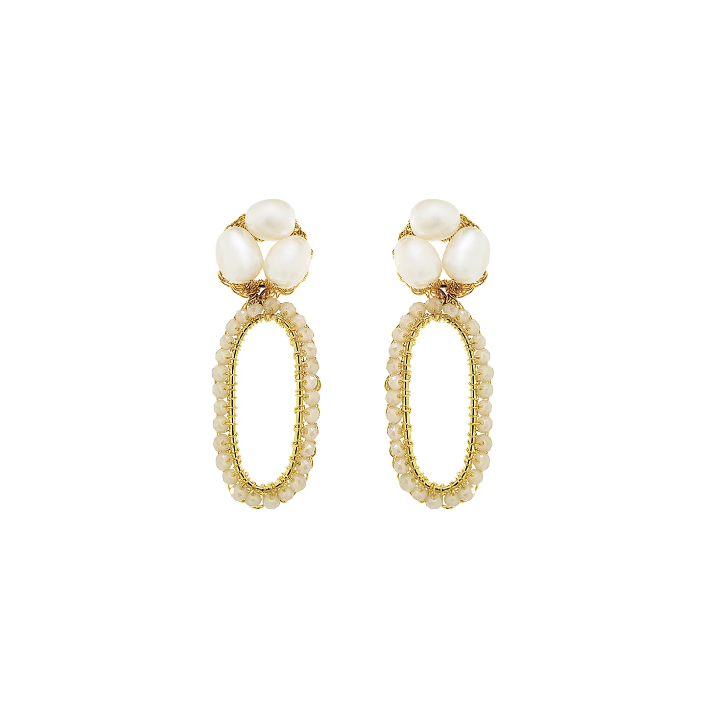White Howlite Mix Nyla Link Handmade Crochet Earrings