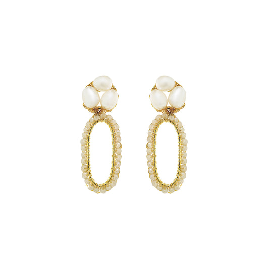 White Howlite Mix Nyla Link Handmade Crochet Earrings