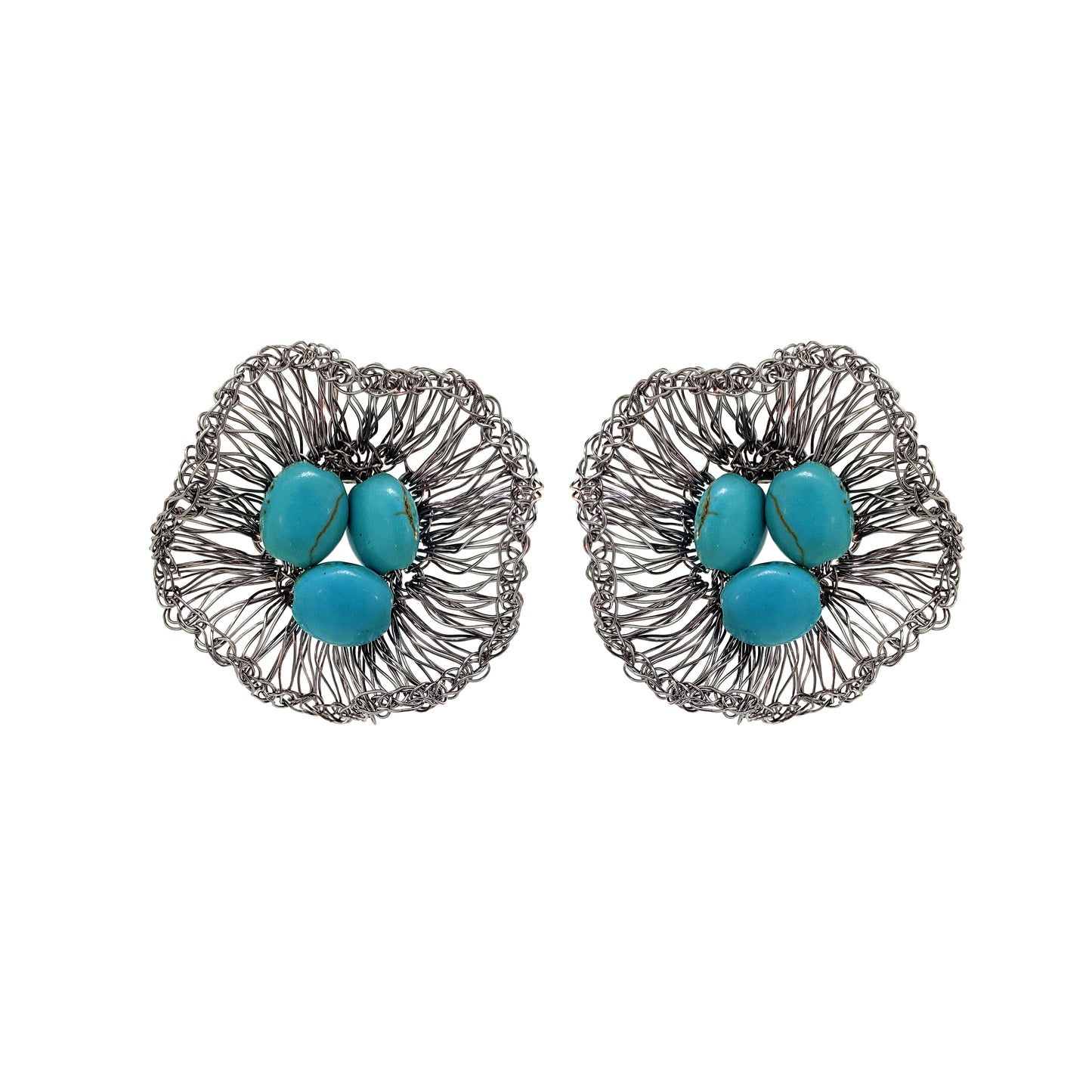 Western Blue Mix Nyla Maxi Post Handmade Crochet Earrings