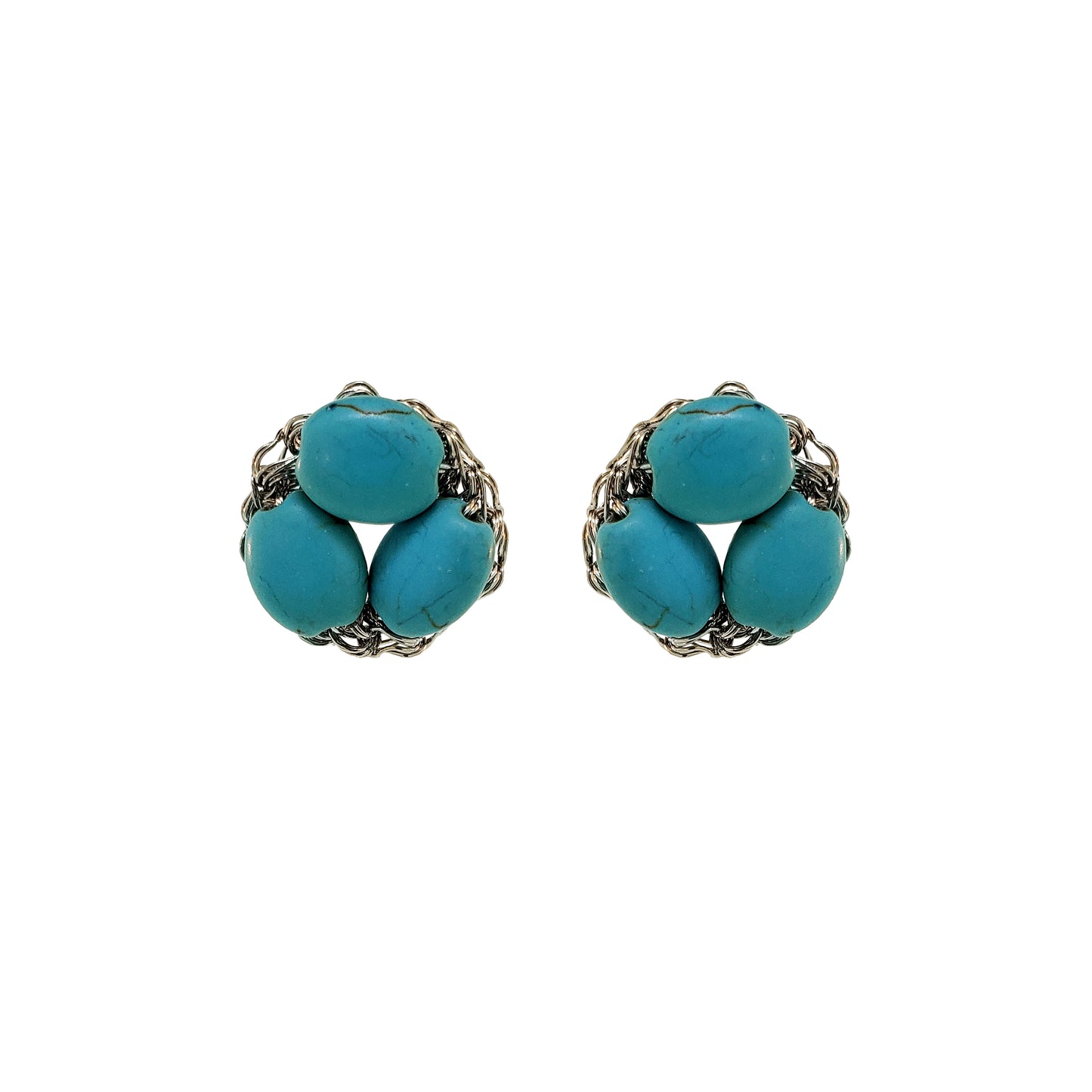 Western Blue Mix Nyla Mini Post Handmade Crochet Earrings