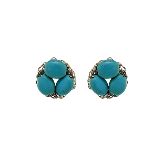 Western Blue Mix Nyla Mini Post Handmade Crochet Earrings