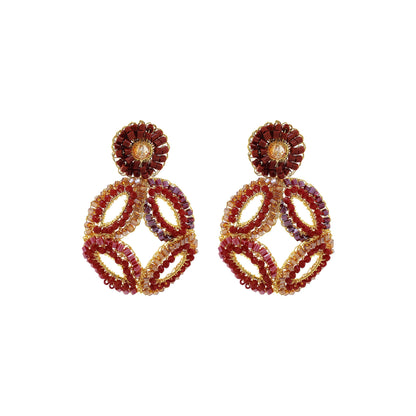 Crimson Red Mix Handmade Crochet Earrings