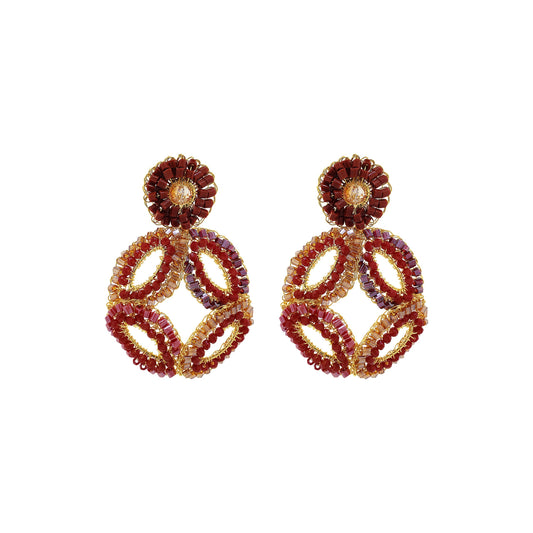 Crimson Red Mix Lyra Handmade Crochet Earrings
