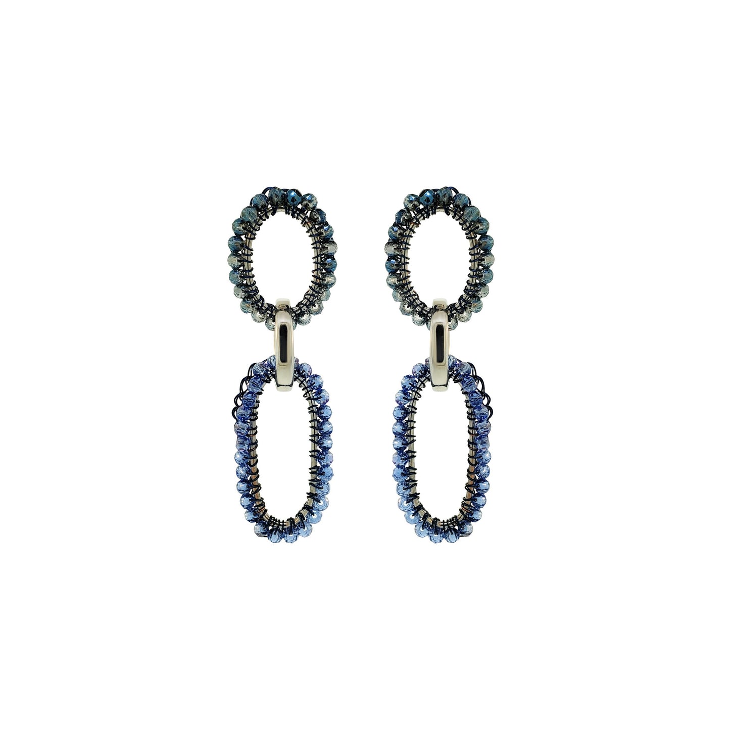 Royal Blue Mix Urban Links Handmade Crochet Earrings