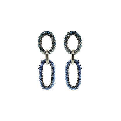 Royal Blue Mix Urban Links Handmade Crochet Earrings