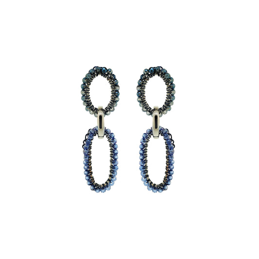Royal Blue Mix Urban Links Handmade Crochet Earrings