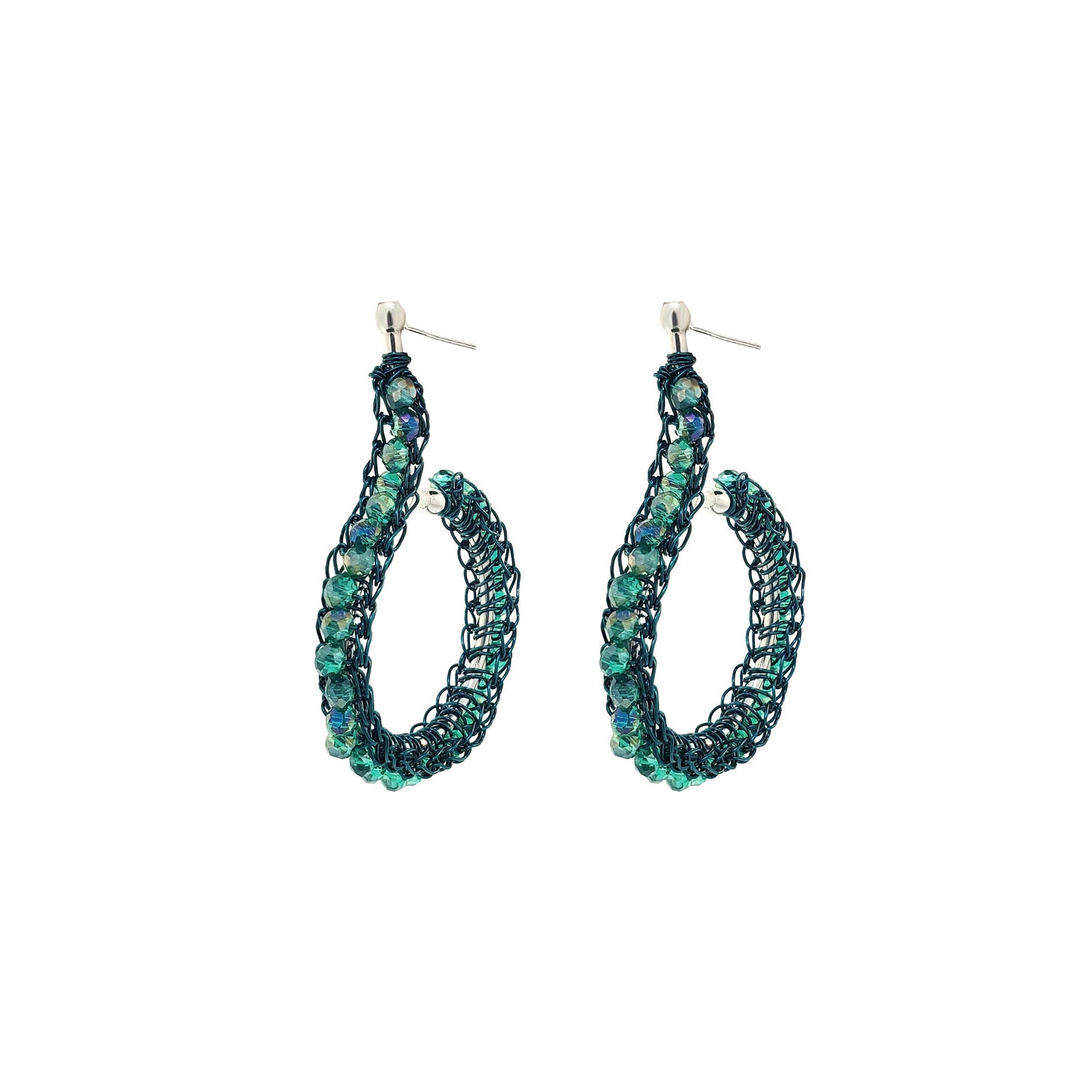 Moss Green Phi Mini Hoops Handmade Crochet Earrings