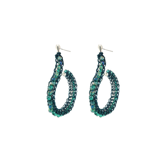 Moss Green Phi Mini Hoops Handmade Crochet Earrings