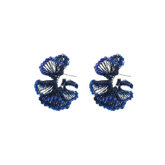Royal Blue Mix Rio Hoops Handmade Crochet Earrings