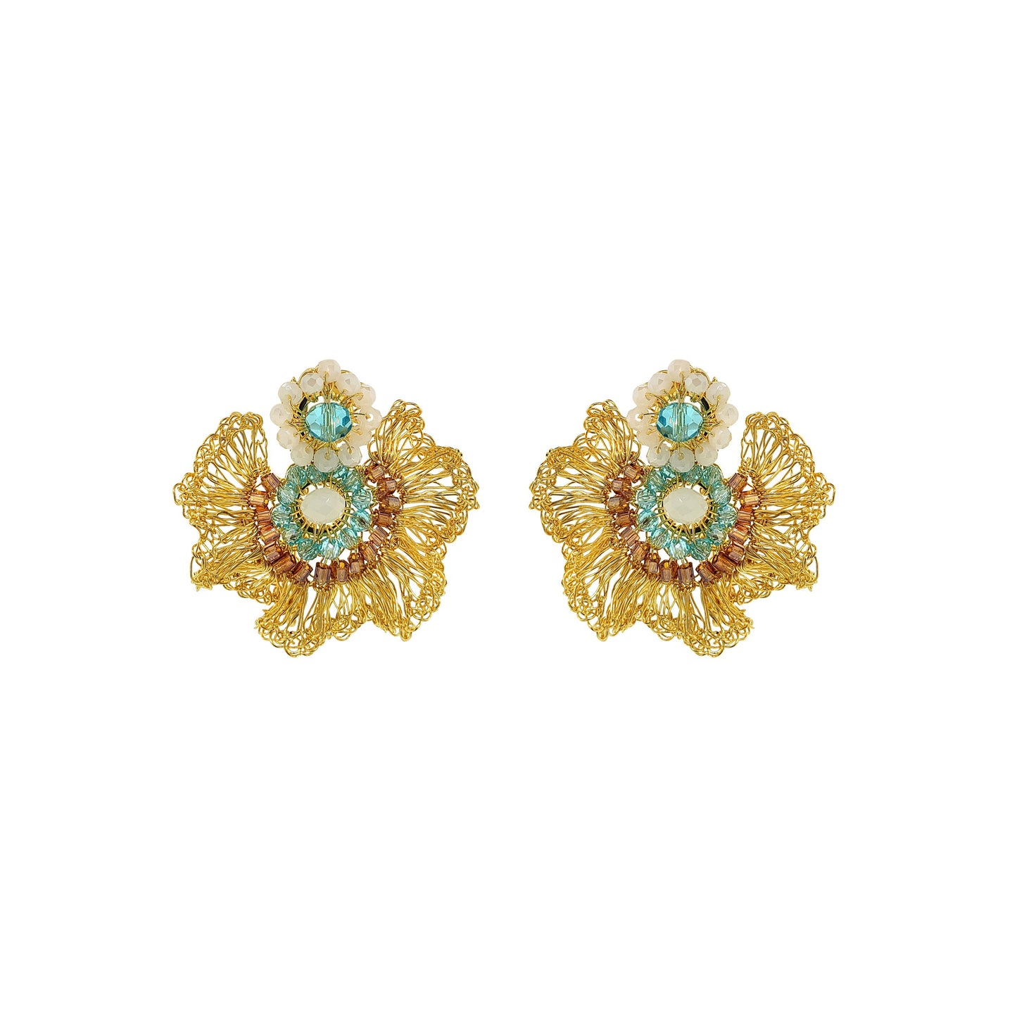 Seafoam Blue Mix Lia Mini Handmade Crochet Earrings