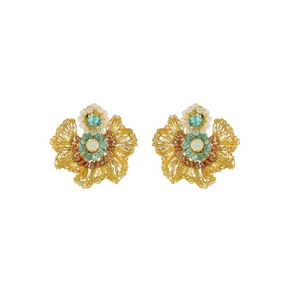 Seafoam Blue Mix Lia Mini Handmade Crochet Earrings