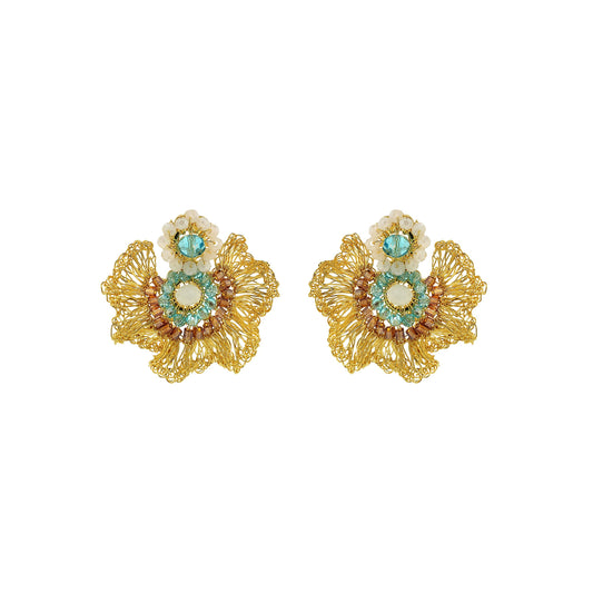 Seafoam Blue Mix Lia Mini Handmade Crochet Earrings