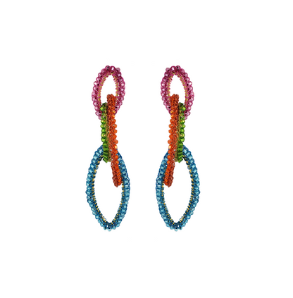Confetti Multi Links Handmade Crochet Dangle Earrings