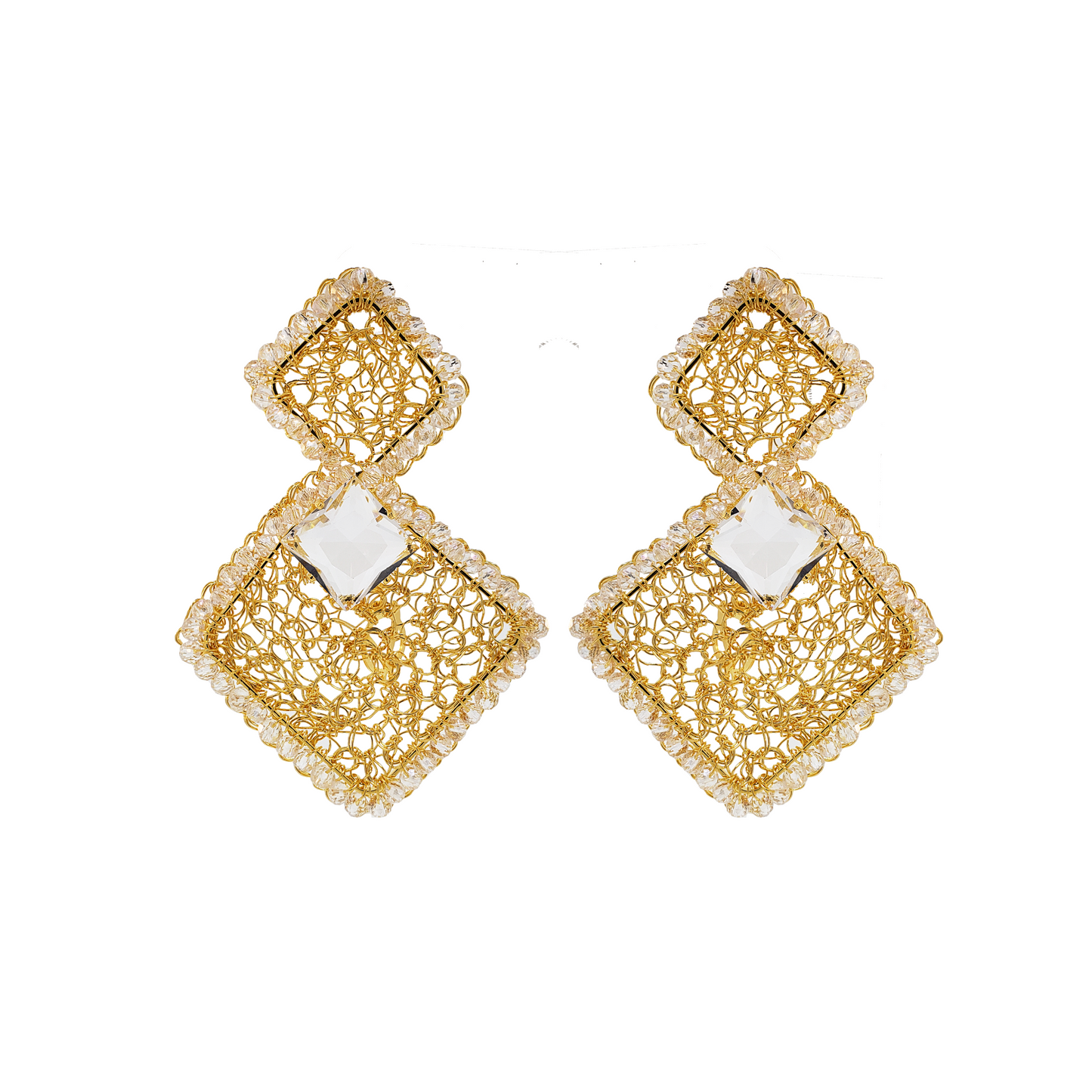 Crystal Squared Prisma Handmade Crochet Earrings