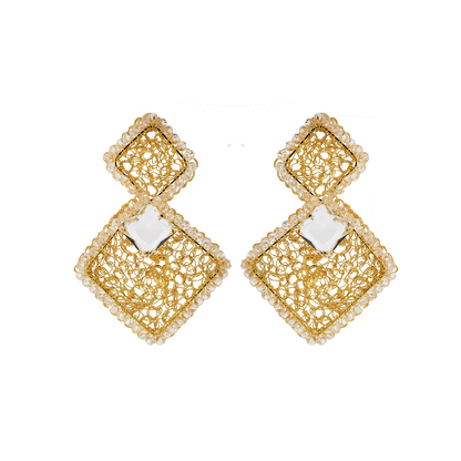 Crystal Squared Prisma Handmade Crochet Earrings