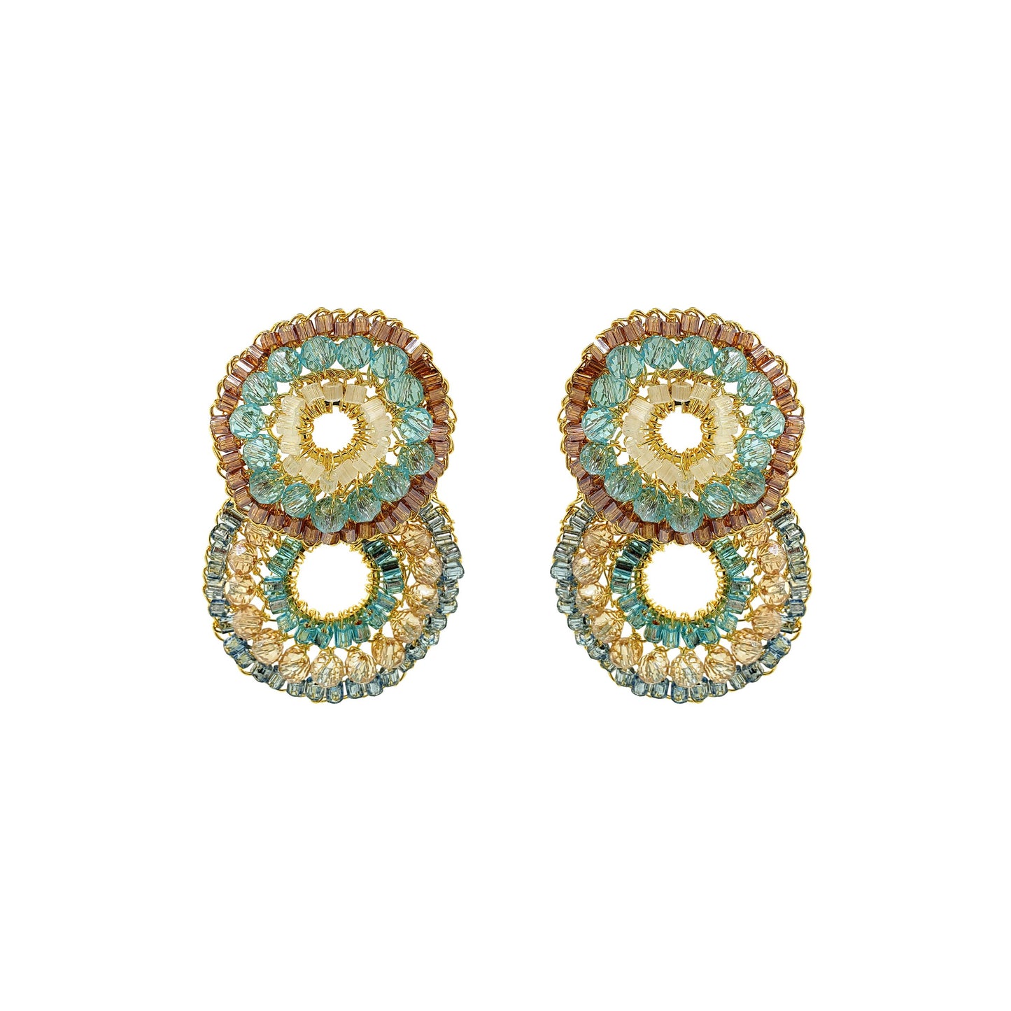 Seafoam Blue Mix Gush Small Handmade Crochet Earrings