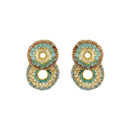 Seafoam Blue Mix Gush Small Handmade Crochet Earrings