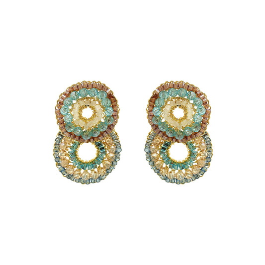 Seafoam Blue Mix Gush Small Handmade Crochet Earrings