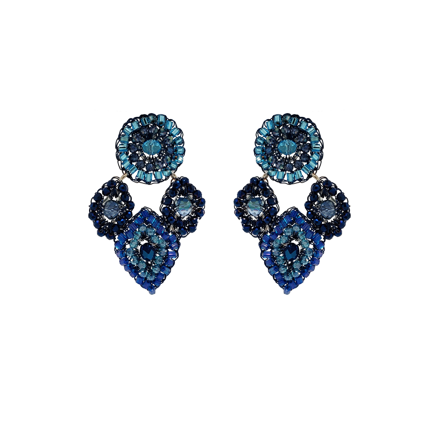Navy Blue Mix Eva Handmade Earrings