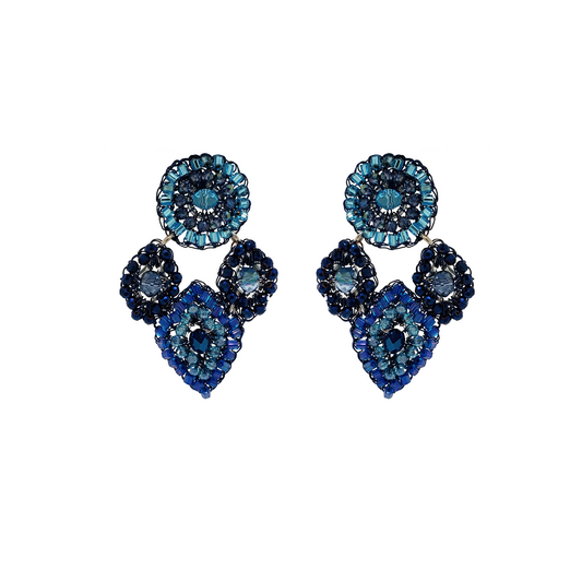Navy Blue Mix Eva Handmade Earrings