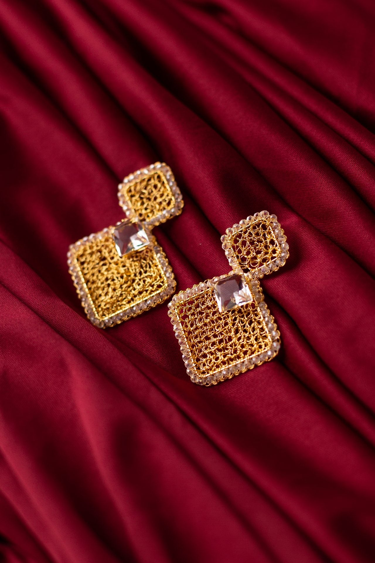 Crystal Squared Prisma Handmade Crochet Earrings