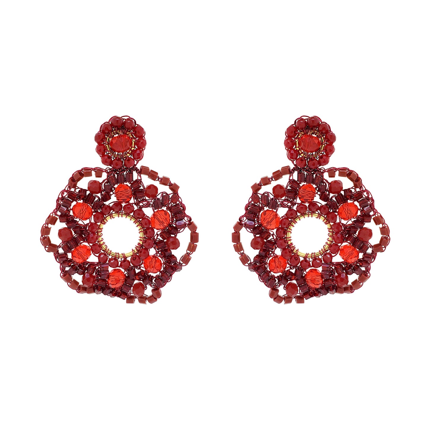 Cherry Red Mix Blitz Handmade Crochet Earrings