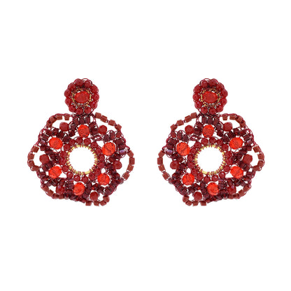 Cherry Red Mix Blitz Handmade Crochet Earrings