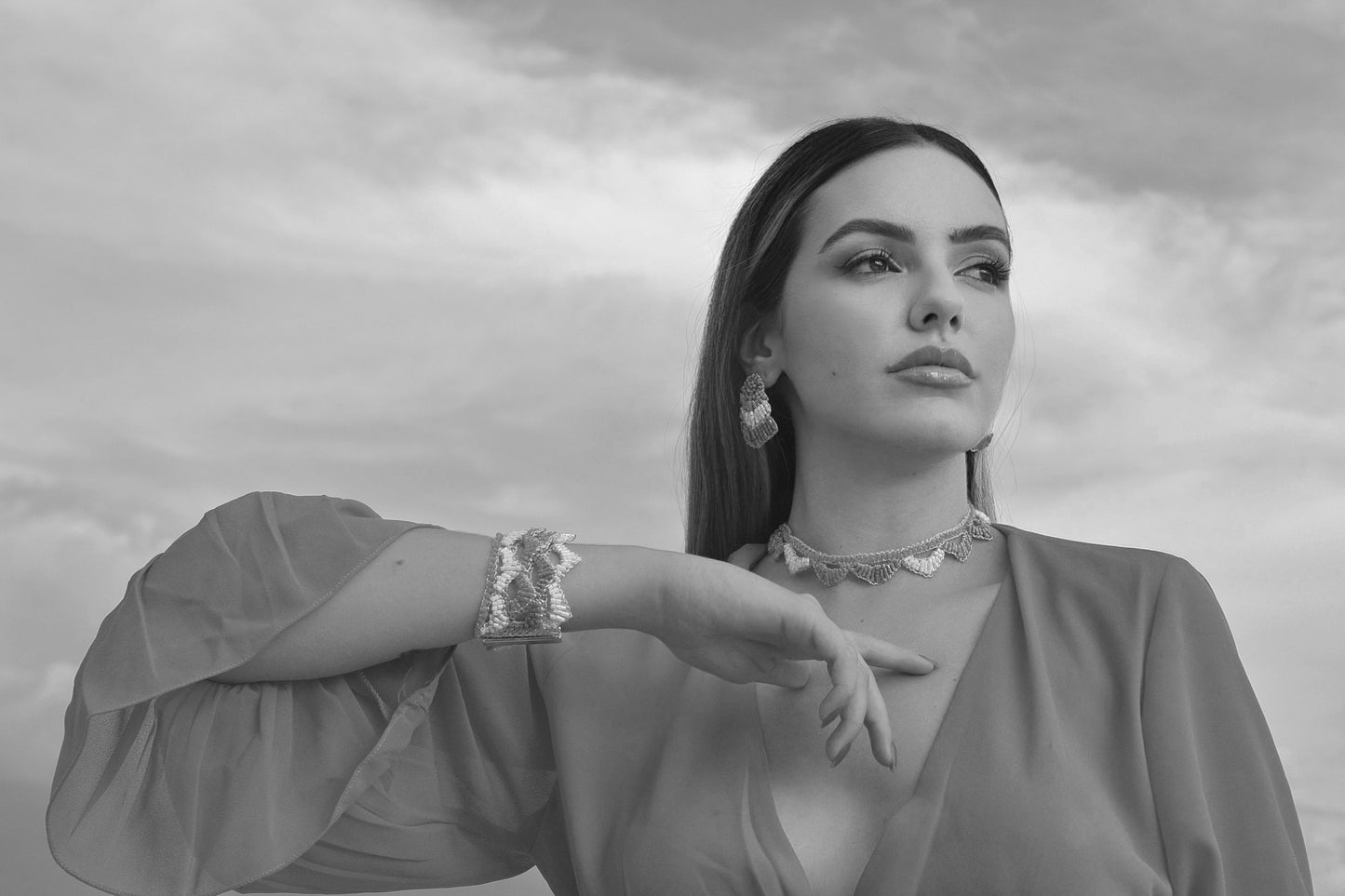 Ocean Blue Mix Chevron Mini Handmade Crochet Earrings