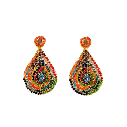 Multicolor & Gold Aria Handmade Crochet Earrings