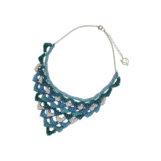 Ocean Blue Mix Mermaid Maxi Handmade Crochet Necklace