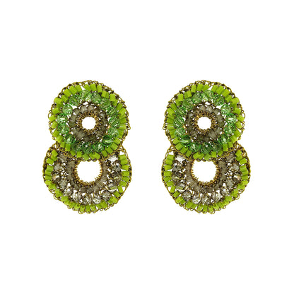 Neon Green Mix Gush Small Handmade Crochet Earrings