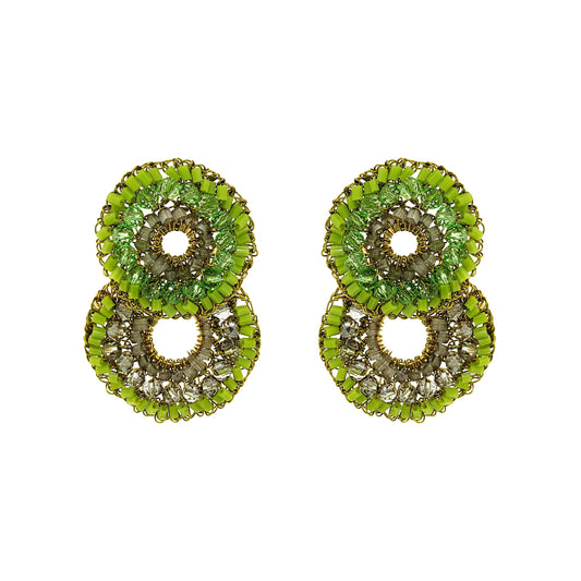 Neon Green Mix Gush Small Handmade Crochet Earrings