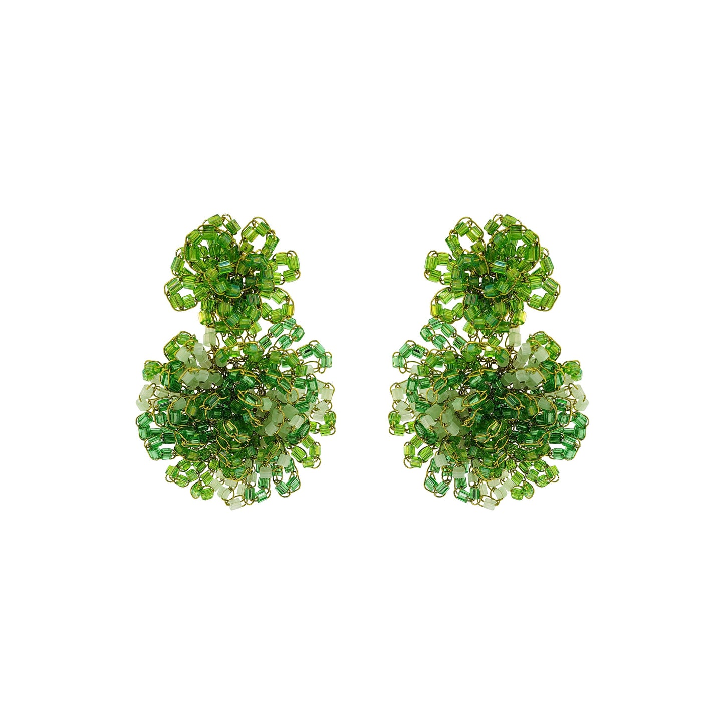 Jade Green Mix Agnes Handmade Crochet Earrings