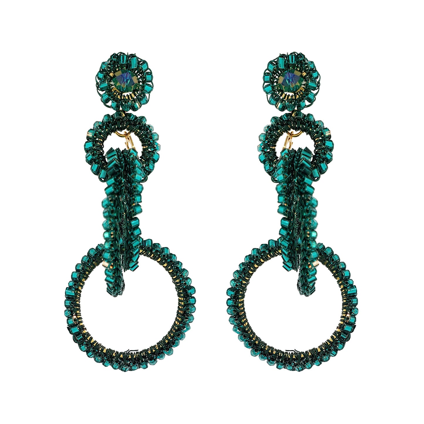 Teal Green Grace Handmade Crochet Earrings