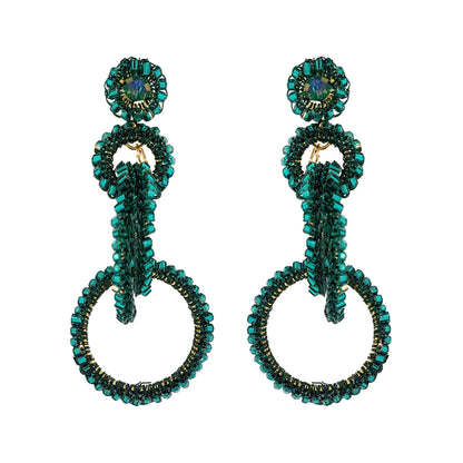 Teal Green Grace Handmade Crochet Earrings