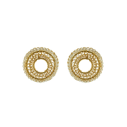Clear & Gold Minerva Post Handmade Crochet Earrings