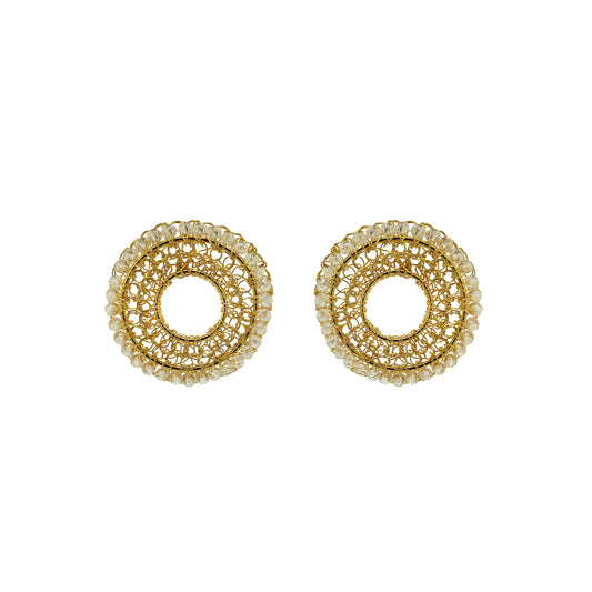 Clear & Gold Minerva Post Handmade Crochet Earrings