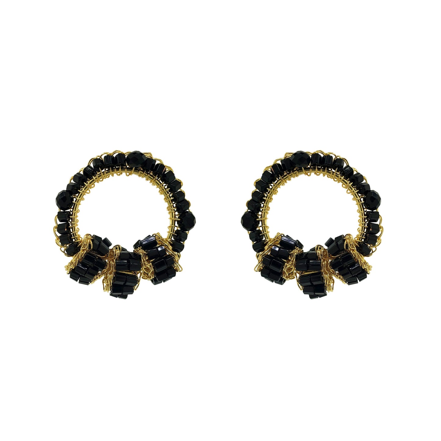 Black & Gold High Roller Trio Posts Handmade Crochet Earrings