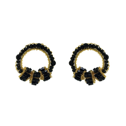 Black & Gold High Roller Trio Posts Handmade Crochet Earrings