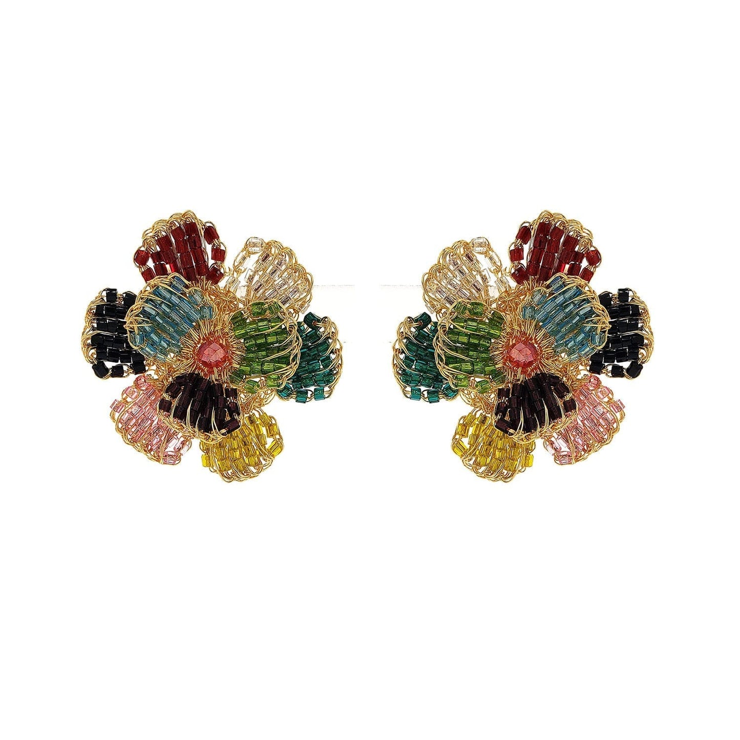 Multicolor Flora Crochet Post Handmade Earrings