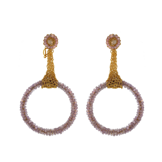 Blush and Gold Modern Crystal Handmade Earrings