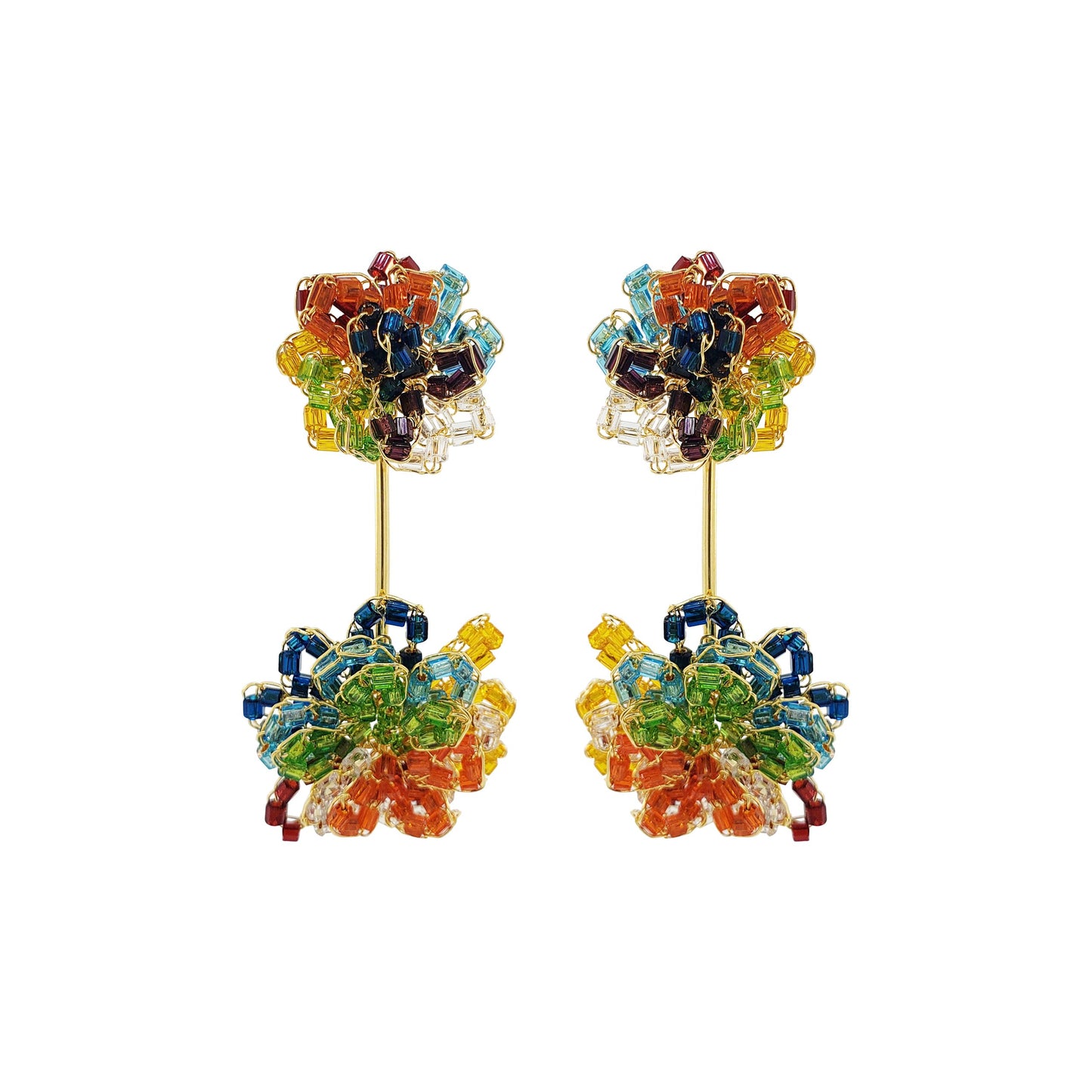 Multicolor & Gold Agatha Handmade Crochet Earrings