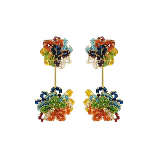 Multicolor & Gold Agatha Handmade Crochet Earrings