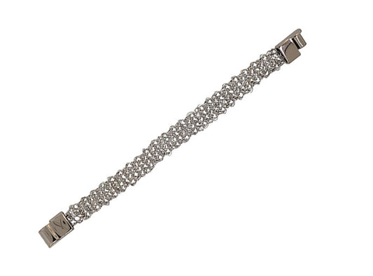 All Silver Mesh Narrow Handmade Bracelet