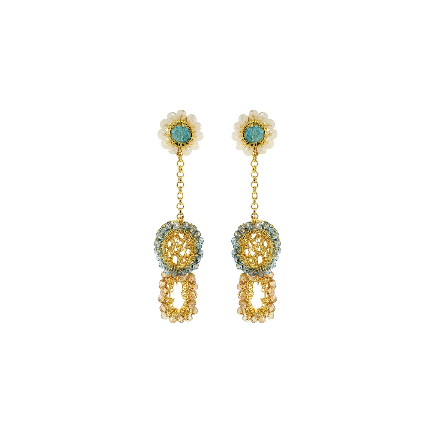 Seafoam Blue Mix Tyche Mini Handmade Crochet Earrings