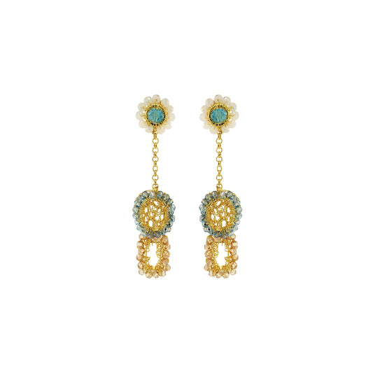 Seafoam Blue Mix Tyche Mini Handmade Crochet Earrings