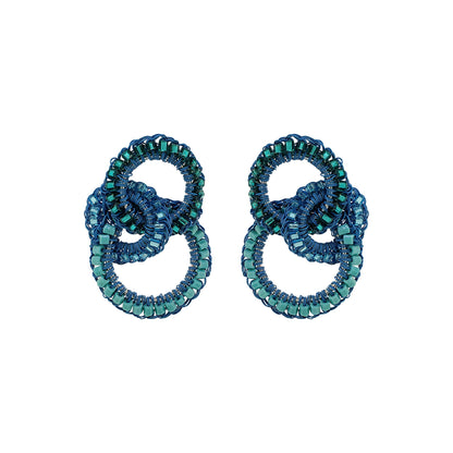 Ocean Blue Mix Leah Trio Handmade Crochet Earrings