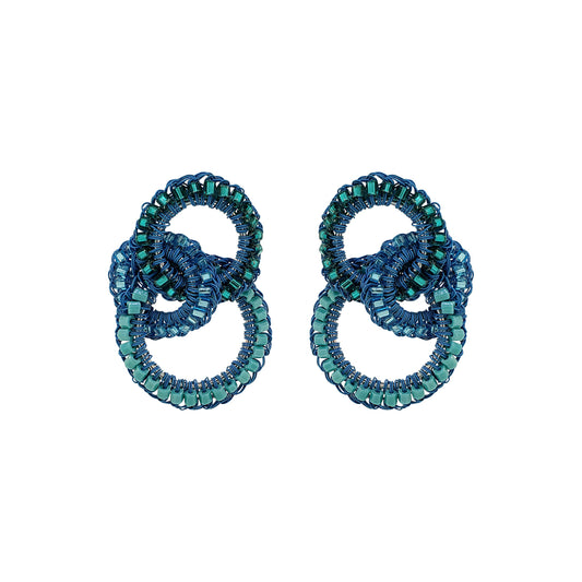 Ocean Blue Mix Leah Trio Handmade Crochet Earrings