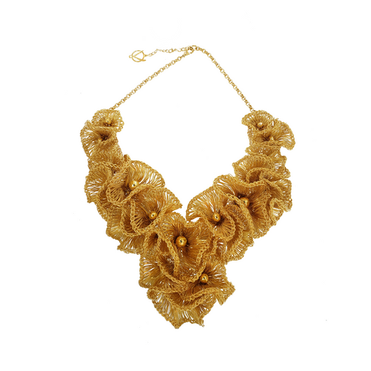 All Gold Buttercup Maxi Handmade Crochet Necklace