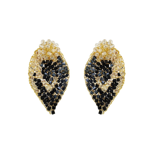 Black Mix Calla Handmade Crochet Post Earrings